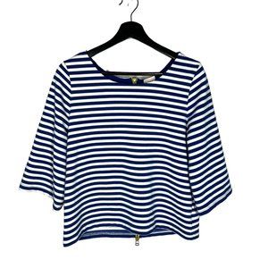 Postmark Blue White Stripe Knit Long Sleeve Top Small